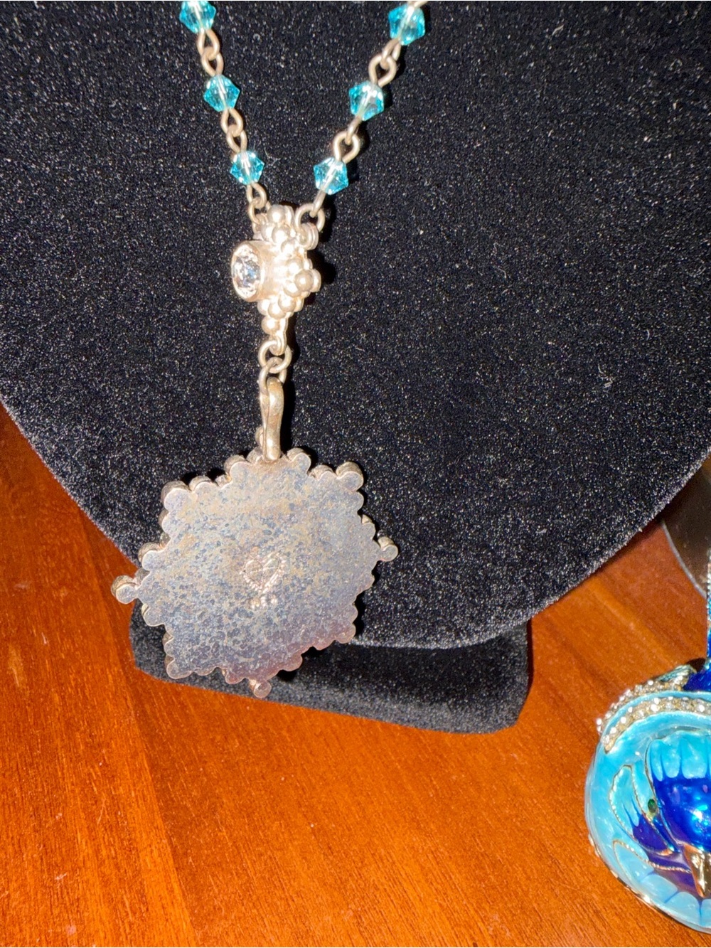 Virgins Saints & Angels Blue Beaded Tree of Life Crystal Pendant Necklace - Picture 7 of 8